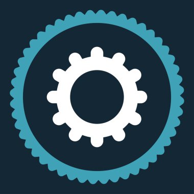 Vites düz mavi ve beyaz renkler damga simgesi yuvarlak