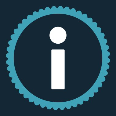 Info düz mavi ve beyaz renkler damga simgesi yuvarlak