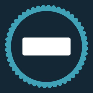 Düz mavi ve beyaz renkler damga simgesi yuvarlak