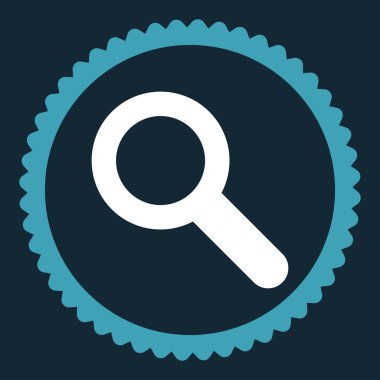 Yuvarlak damga simge arama düz mavi ve beyaz renkler