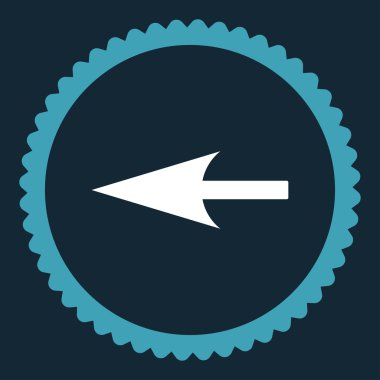 Keskin sol ok düz mavi ve beyaz renkler damga simgesi yuvarlak