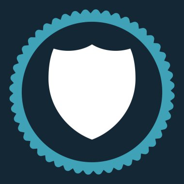 Yuvarlak damga simgesi kalkan düz mavi ve beyaz renkler