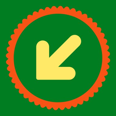 Yuvarlak damga simgesi ok aşağı sol düz turuncu ve sarı renkler