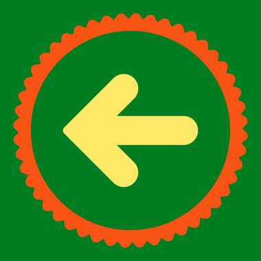 Yuvarlak damga simgesi ok sol düz turuncu ve sarı renkler