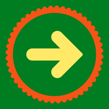 Yuvarlak damga simgesi ok sağ düz turuncu ve sarı renkler