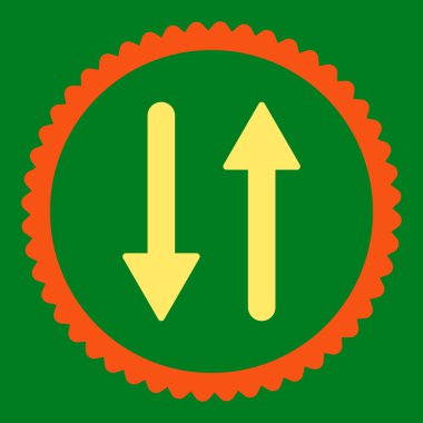 Yuvarlak damga simgesi okları Exchange dikey düz turuncu ve sarı renkler