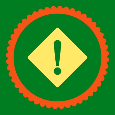 Yuvarlak damga simgesi hata düz turuncu ve sarı renkler