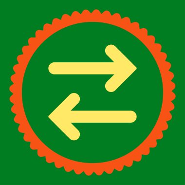 Yatay düz turuncu flip ve sarı renkler damga simgesi yuvarlak