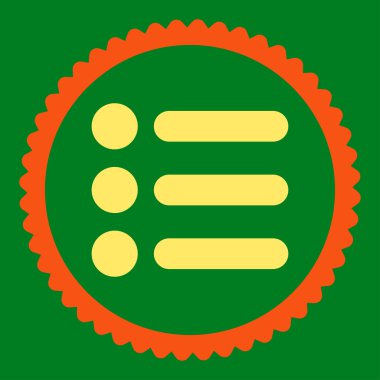 Öğeleri turuncu ve sarı renkler damga simgesi yuvarlak düz