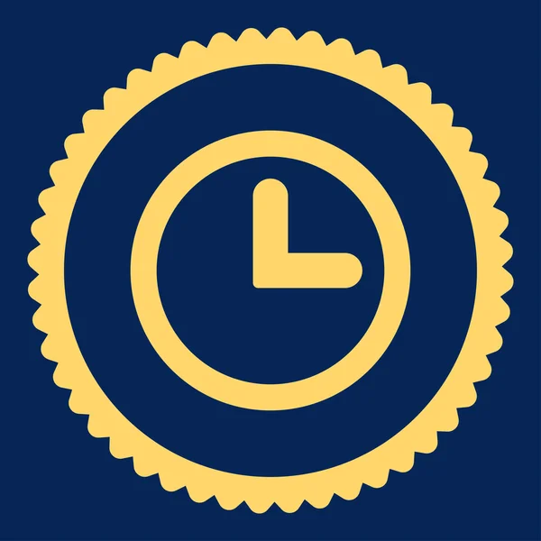 Reloj plano de color amarillo icono de sello redondo — Archivo Imágenes Vectoriales