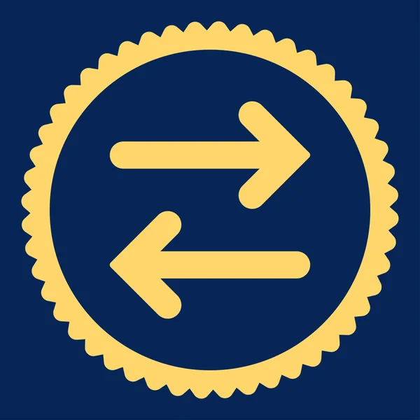 Flip Horizontal flat yellow color round stamp icon — Stock Vector