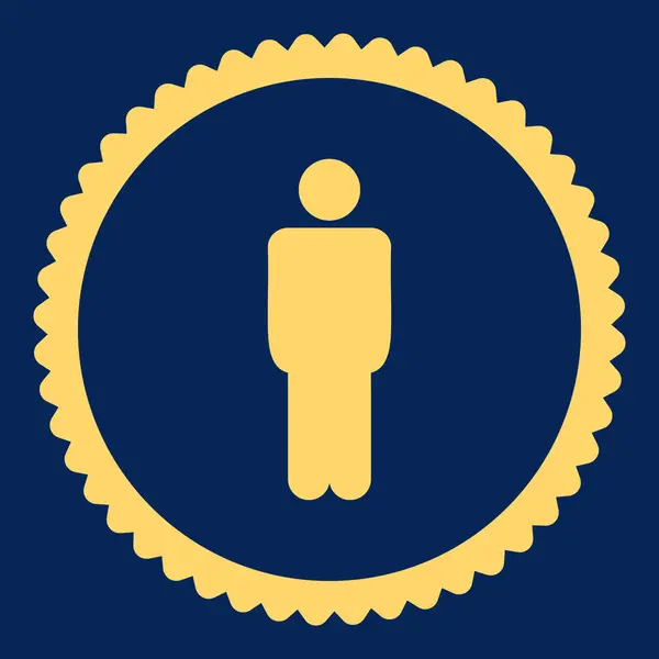 Hombre plana de color amarillo icono de sello redondo — Vector de stock