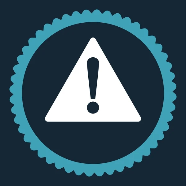 Advertencia plana azul y blanco colores ronda sello icono — Vector de stock