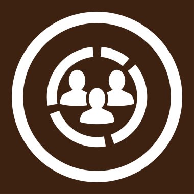 Demografi diyagramı düz beyaz renk yuvarlak vektör simgesi