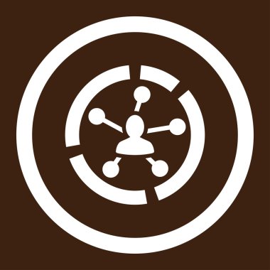 İlişkiler diyagramı düz beyaz yuvarlak renkli vektör simgesi