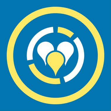 Geo diagram flat yellow and white colors rounded vector icon