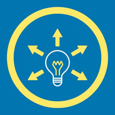 Idea flat yellow and white colors rounded vector icon