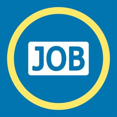 Job flat yellow and white colors rounded vector icon