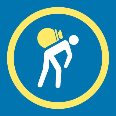 Porter flat yellow and white colors rounded vector icon