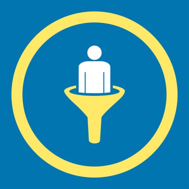Sales funnel flat yellow and white colors rounded vector icon