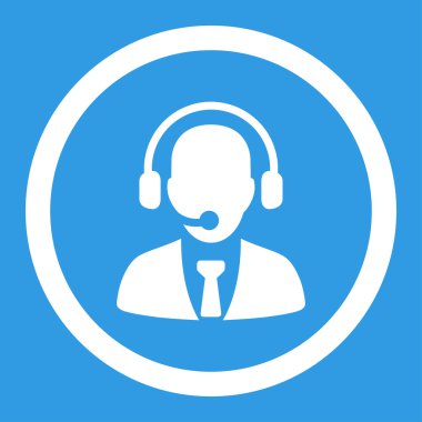 Çağrı Merkezi düz beyaz renk yuvarlak vektör simgesi