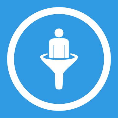 Satış Huni düz beyaz yuvarlak renkli vektör simgesi