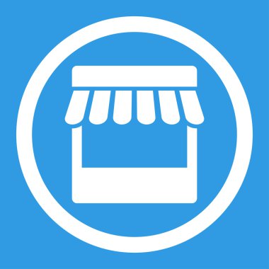 Düz beyaz renkli yuvarlak vektör simge depolamak