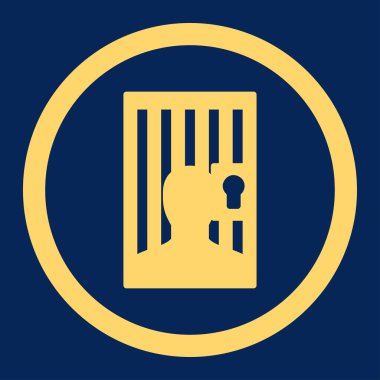 Hapishane düz sarı yuvarlak renkli vektör simgesi