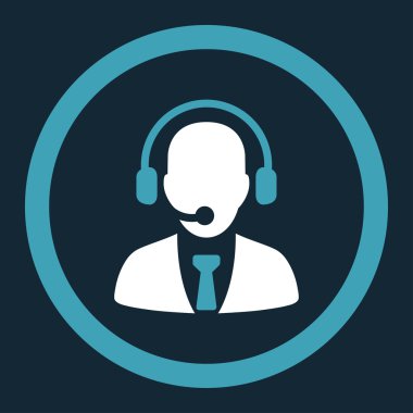 Call center flat blue and white colors rounded vector icon