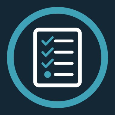 Checklist flat blue and white colors rounded vector icon