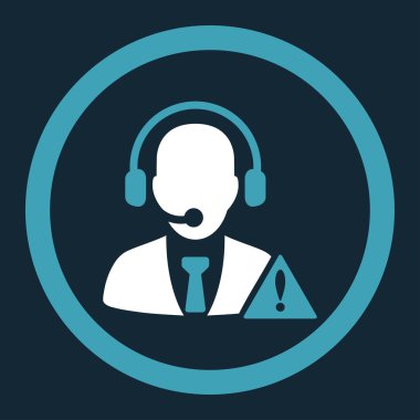 Emergency service flat blue and white colors rounded vector icon