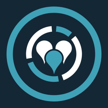 Geo diagram flat blue and white colors rounded vector icon