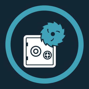 Hacking theft flat blue and white colors rounded vector icon
