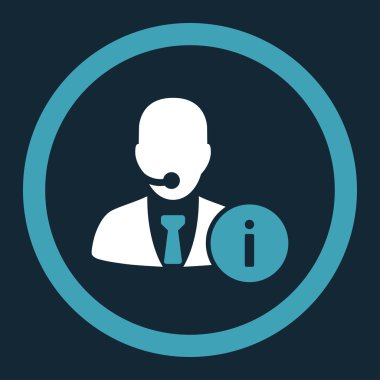Help desk flat blue and white colors rounded vector icon