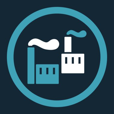 Industry flat blue and white colors rounded vector icon