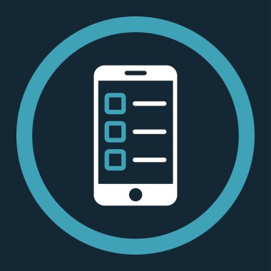 Mobile test flat blue and white colors rounded vector icon
