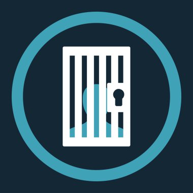Prison flat blue and white colors rounded vector icon