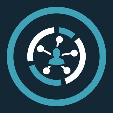 Relations diagram flat blue and white colors rounded vector icon