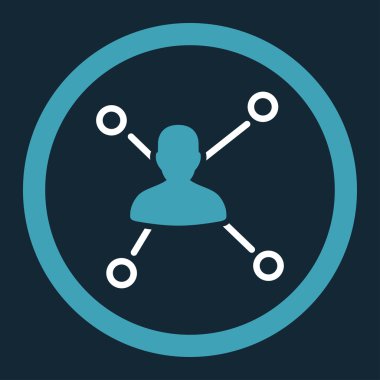 Relations flat blue and white colors rounded vector icon