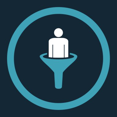 Sales funnel flat blue and white colors rounded vector icon