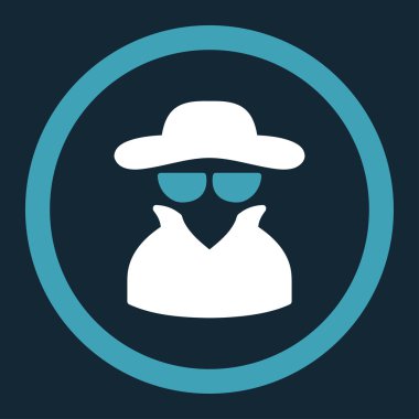 Casus yuvarlak düz mavi ve beyaz renkler vektör simgesi