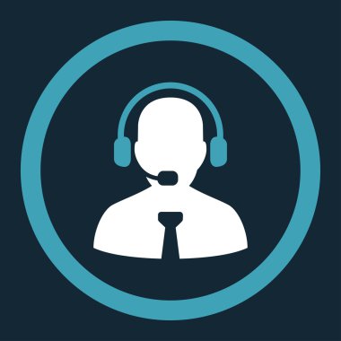 Support chat flat blue and white colors rounded vector icon