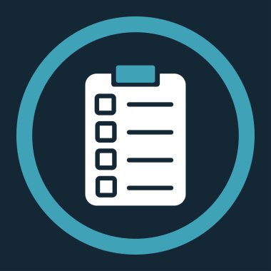 Test task flat blue and white colors rounded vector icon