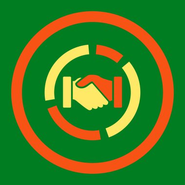 Acquisition diagram flat orange and yellow colors rounded vector icon