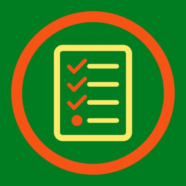 Checklist flat orange and yellow colors rounded vector icon