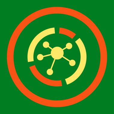 Connections diagram flat orange and yellow colors rounded vector icon