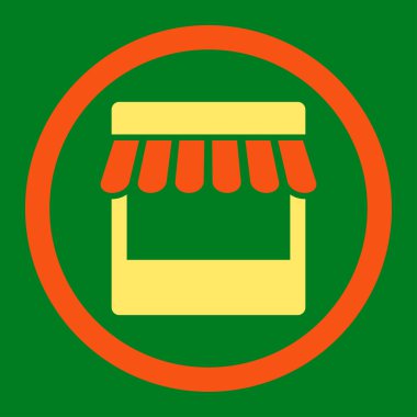 Store flat orange and yellow colors rounded vector icon