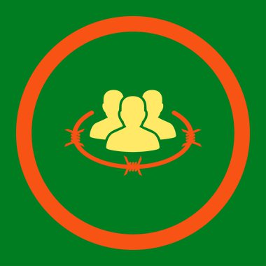 Strict management flat orange and yellow colors rounded vector icon