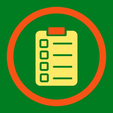 Test task flat orange and yellow colors rounded vector icon