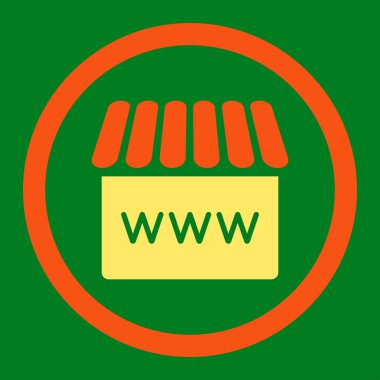 Webstore flat orange and yellow colors rounded vector icon